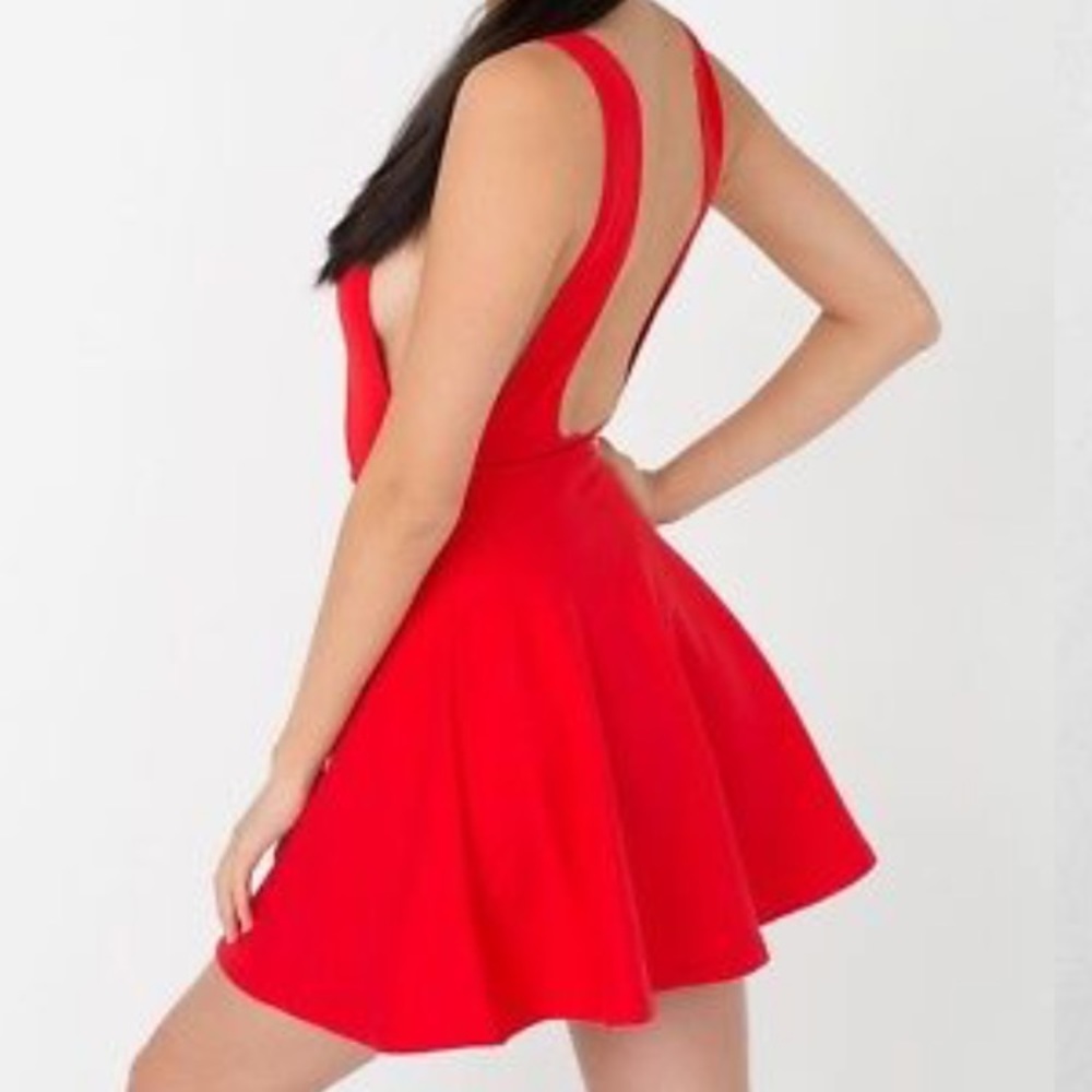 American Apparel Red Skater Dress Low Back